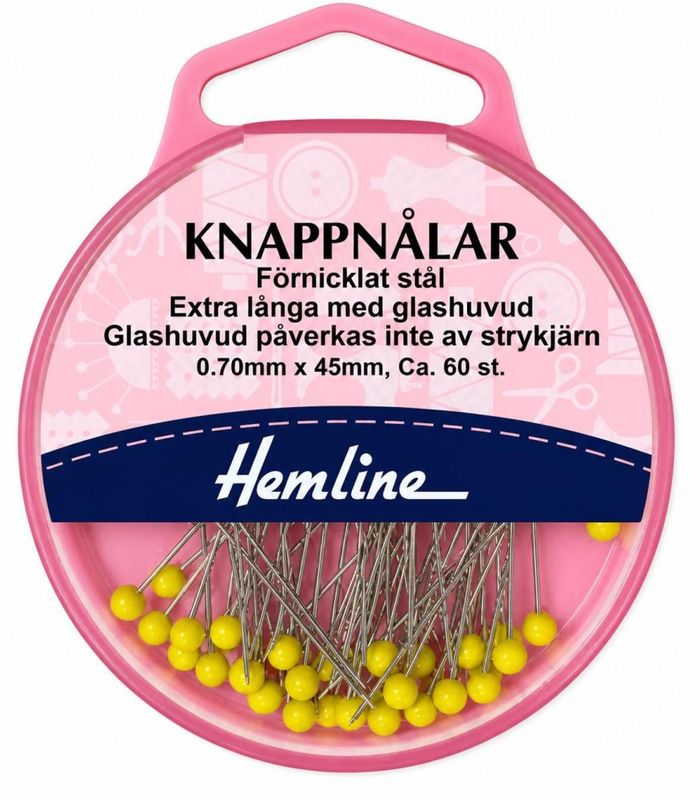Knappnålar med glashuvud 60 st