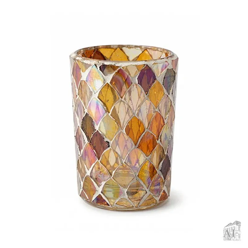 Ljuslykta Värmeljus, H8 cm x Dia 6cm Glas, Orange